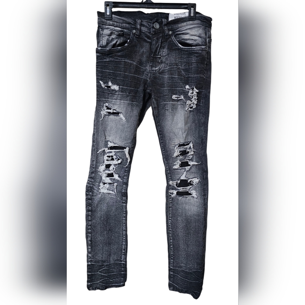 Men's Distressed Skinny Jeans in Black